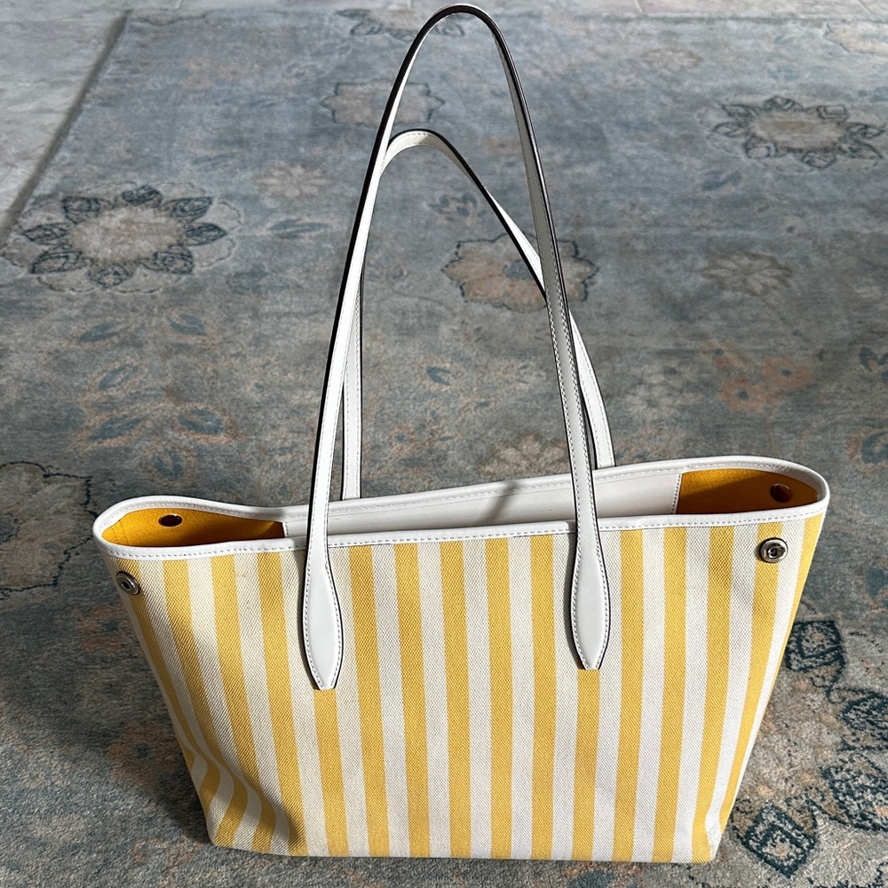 Kate Spade Street Tote ✨ Yellow & White Summer Stripes - Picture 4 of 9